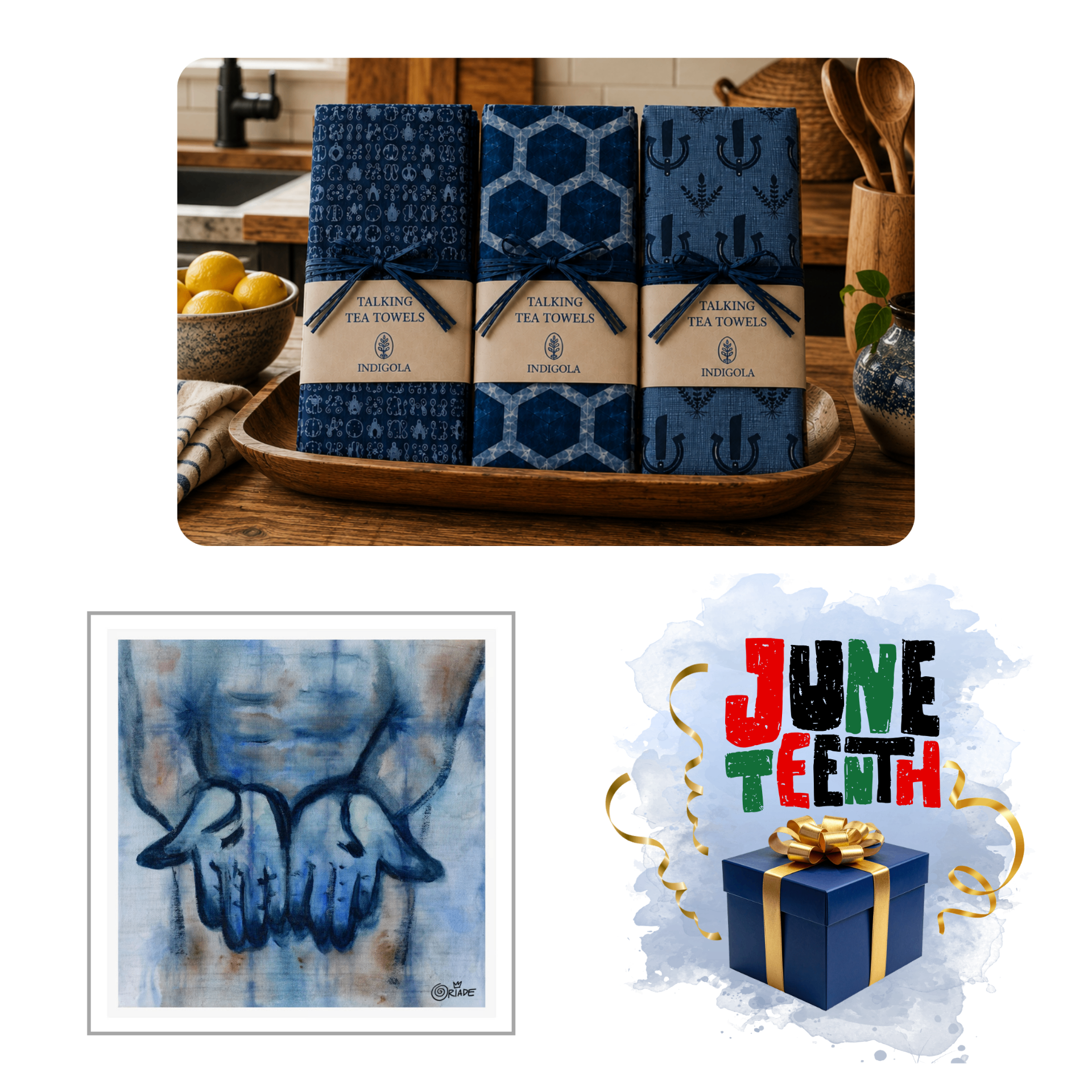 Freedom Bundle: Talking Tea Towels, signed art print, and Juneteenth gift